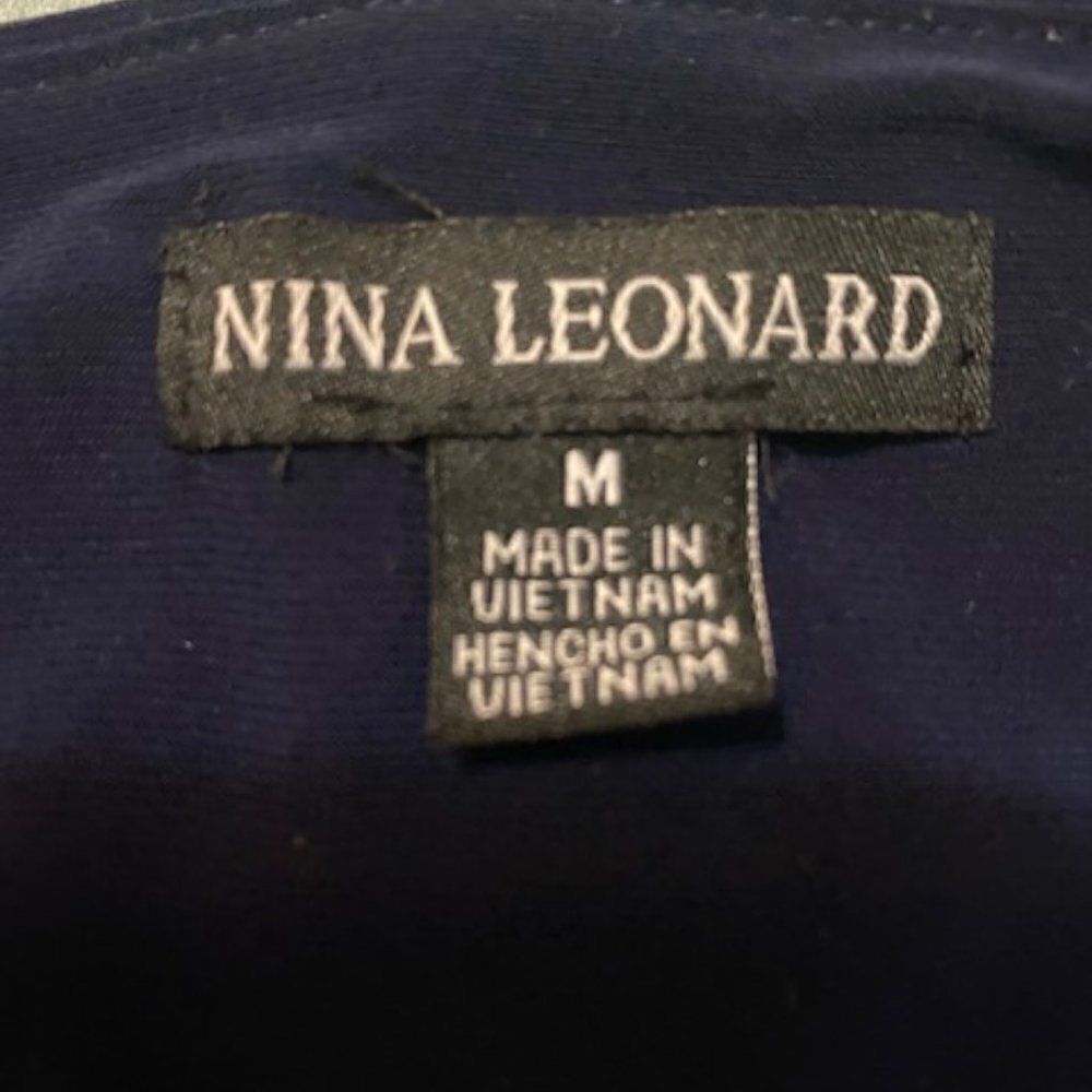 Nina Leonard Navy Blue, White cold shoulder dress, size Meddium - Picture 5 of 5